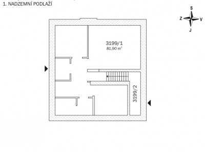 Prodej Rodinný dům - půldomek - přízemí 3+1, 81,9 m2, Zlín